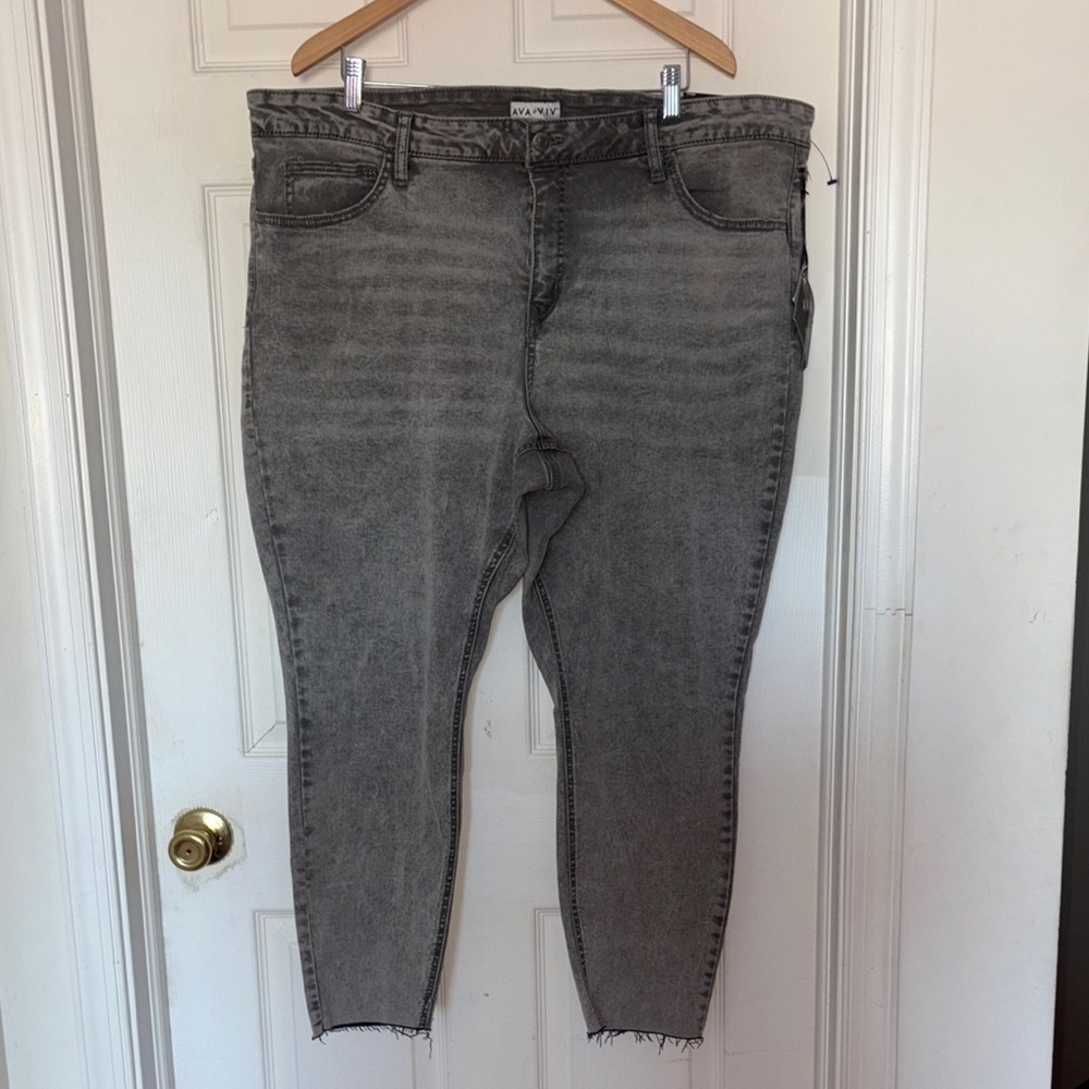 Ava & Viv High Rise Skinny Jeans Gray Size 22